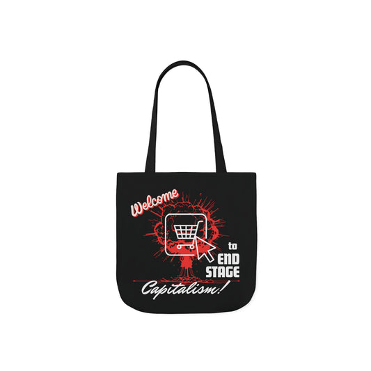 End Stage Capitalism Canvas Tote Bag - Eco-Friendly Shopping Bag with 5-Color Straps